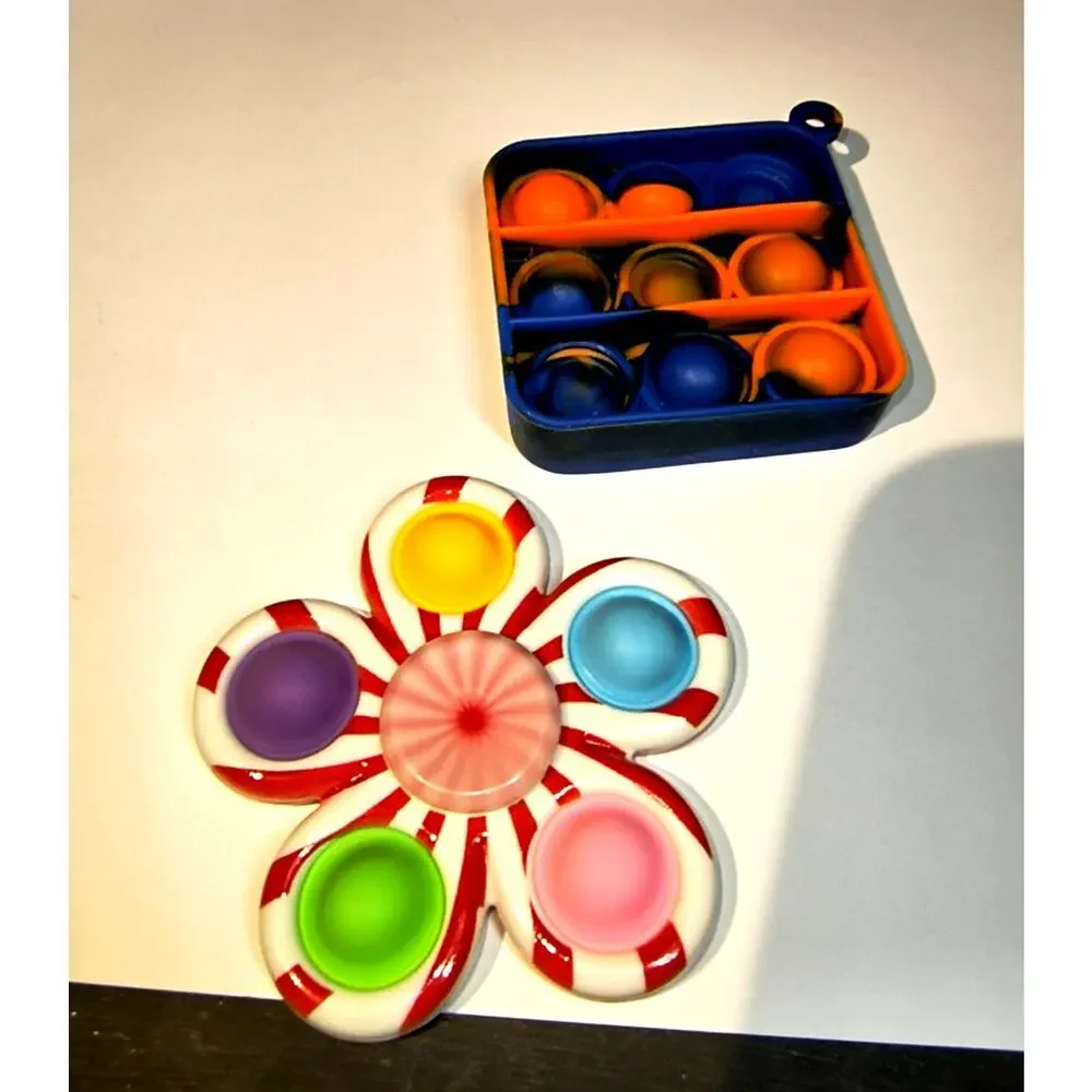 1783.  Sensory Fidget Toys Silicone Bubbles and Spinner Set of 2